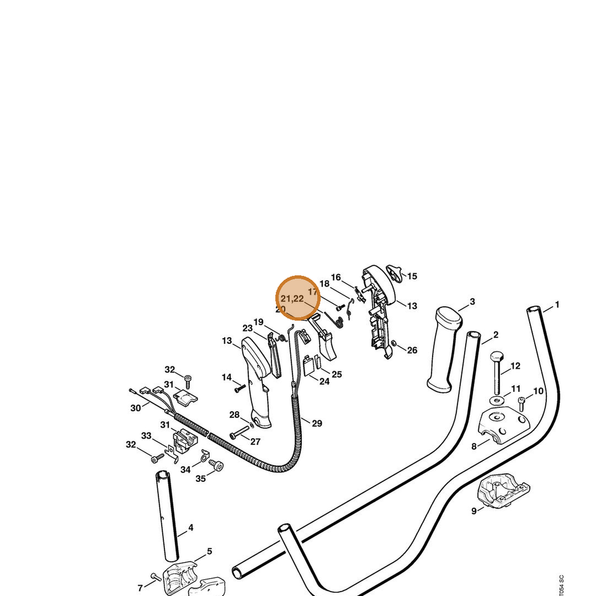 STIHL part 4128-182-4500 — IPL diagram snippet (6x zoom, amber highlight)