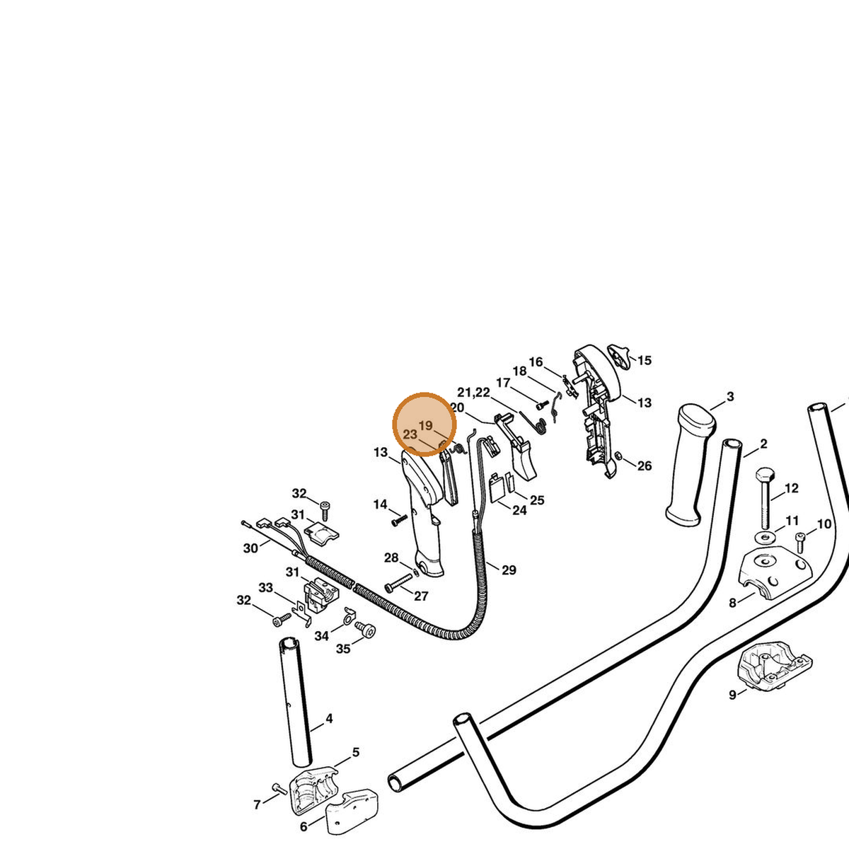 STIHL part 4128-182-4501 — IPL diagram snippet (6x zoom, amber highlight)