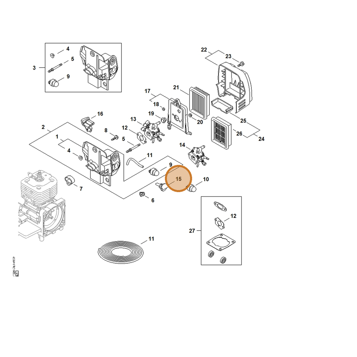 STIHL part 4128-182-9500 — IPL diagram snippet (6x zoom, amber highlight)