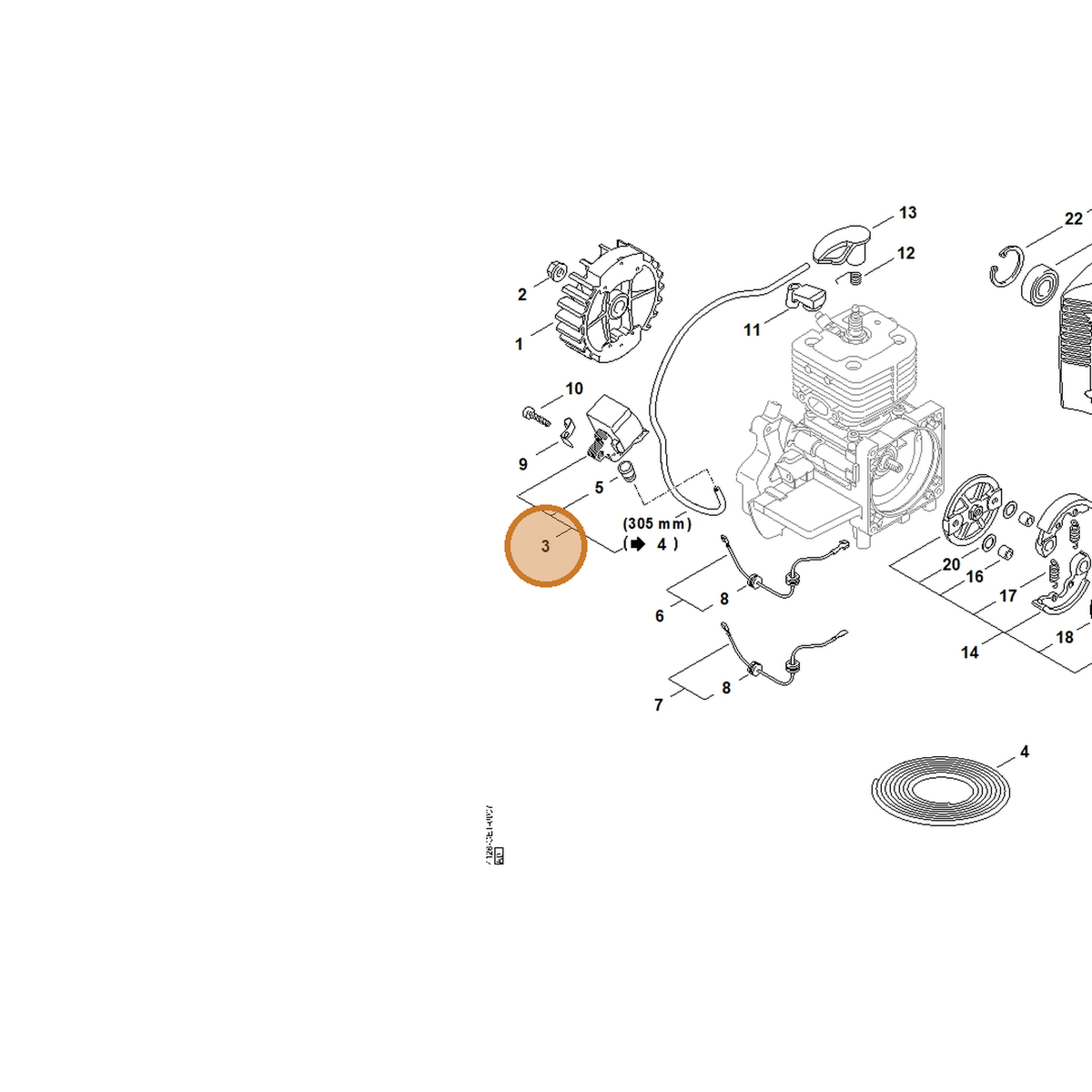 STIHL part 4128-400-1306 — IPL diagram snippet (6x zoom, amber highlight)