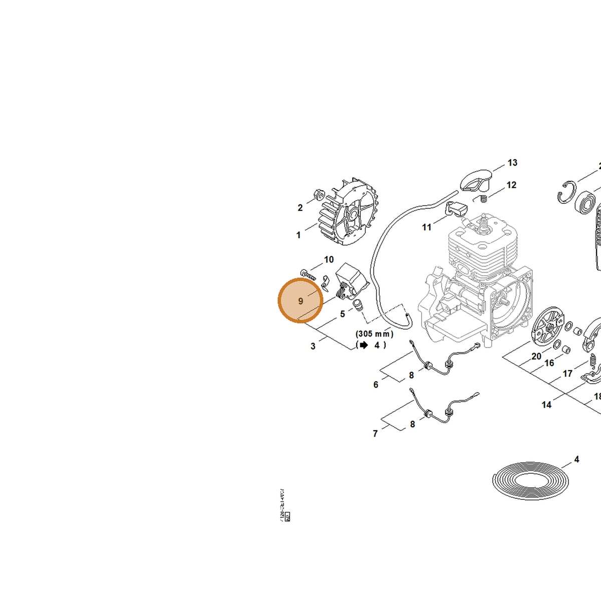 STIHL part 4128-448-1202 — IPL diagram snippet (6x zoom, amber highlight)