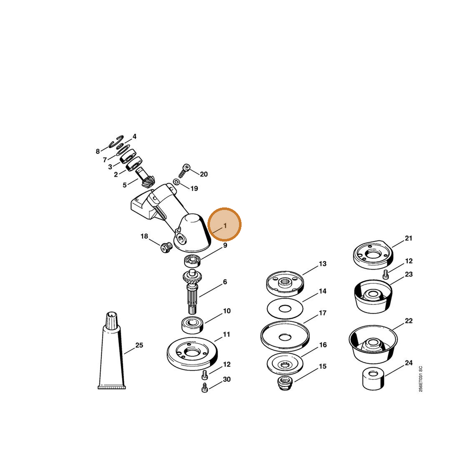 STIHL part 4128-641-0350 — IPL diagram snippet (6x zoom, amber highlight)