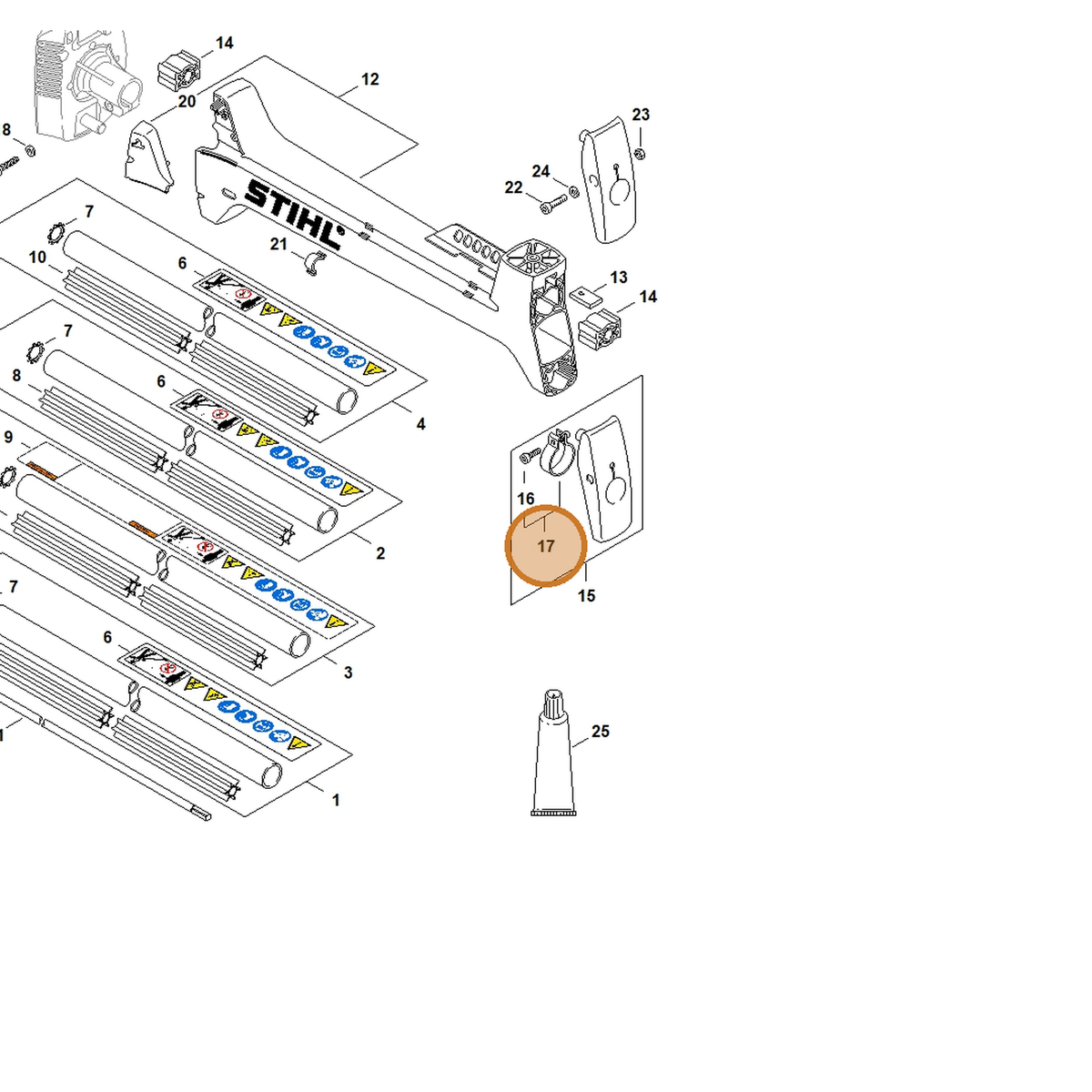 STIHL part 4128-710-6700 — IPL diagram snippet (6x zoom, amber highlight)