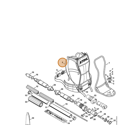 STIHL part 4128-710-9000 — IPL diagram snippet (6x zoom, amber highlight)