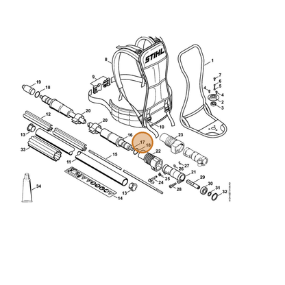 STIHL part 4128-711-3300 — IPL diagram snippet (6x zoom, amber highlight)