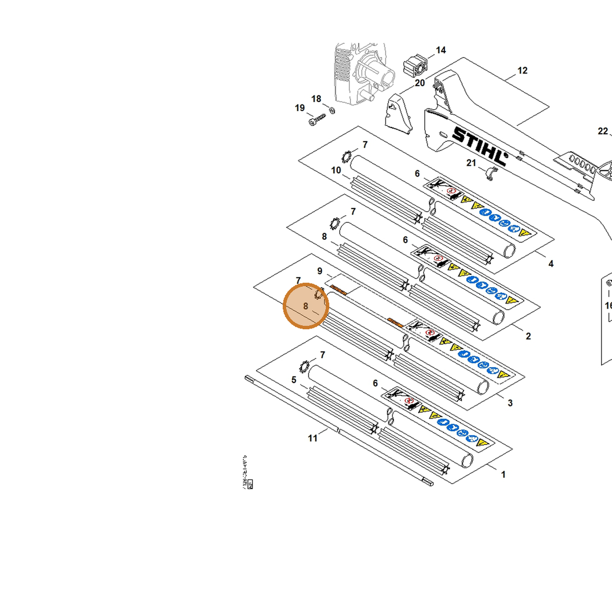 STIHL part 4128-711-7310 — IPL diagram snippet (6x zoom, amber highlight)