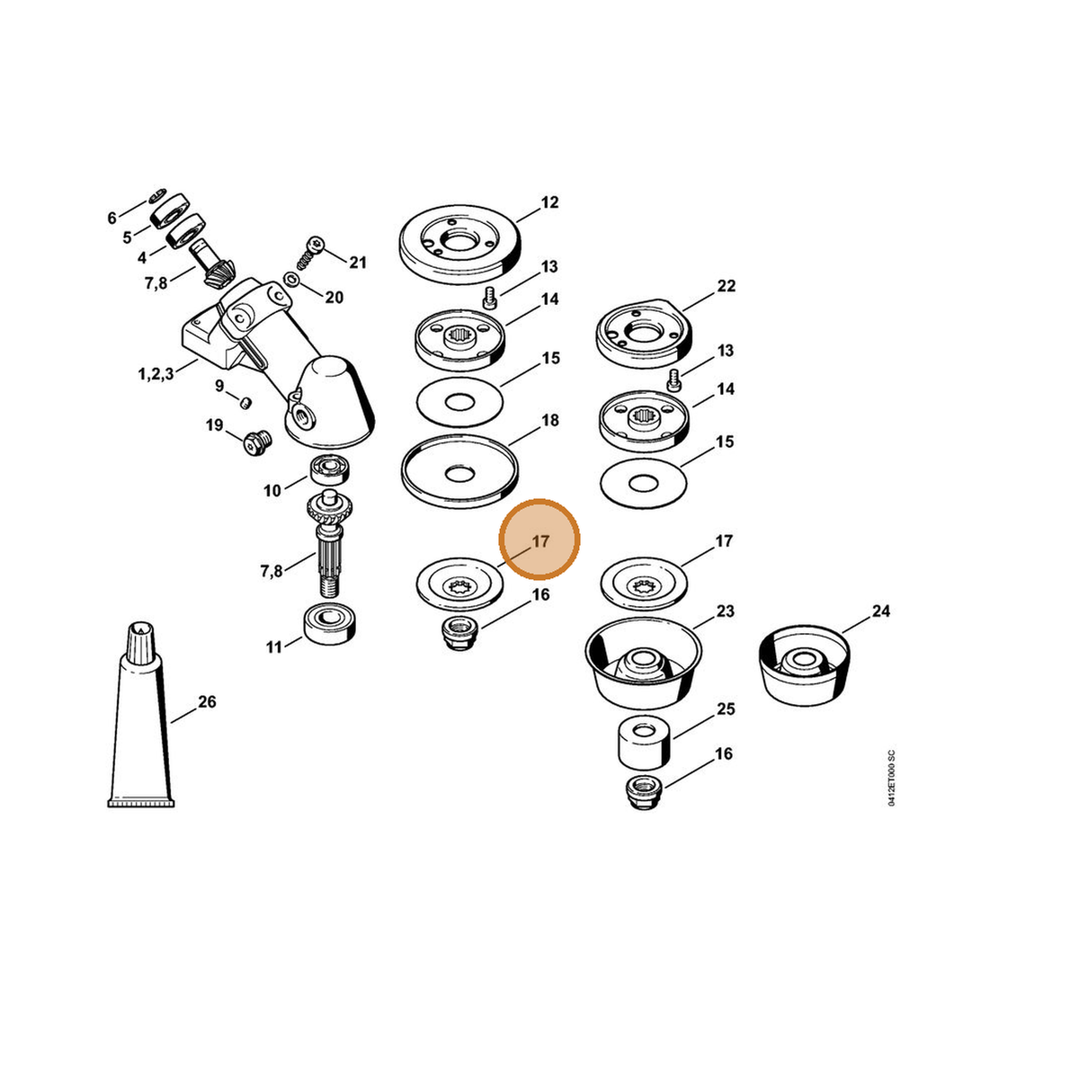 STIHL part 4128-713-1600 — IPL diagram snippet (6x zoom, amber highlight)