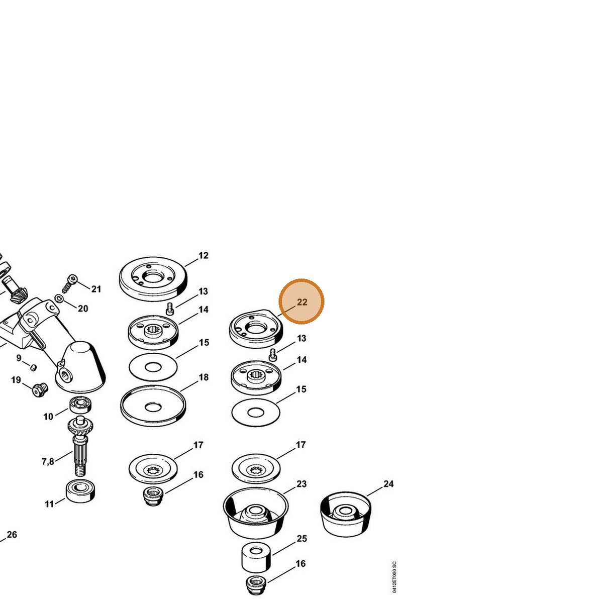 STIHL part 4128-717-2707 — IPL diagram snippet (6x zoom, amber highlight)