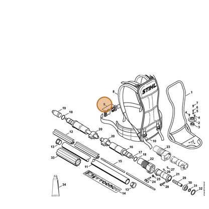STIHL part 4128-718-8000 — IPL diagram snippet (6x zoom, amber highlight)