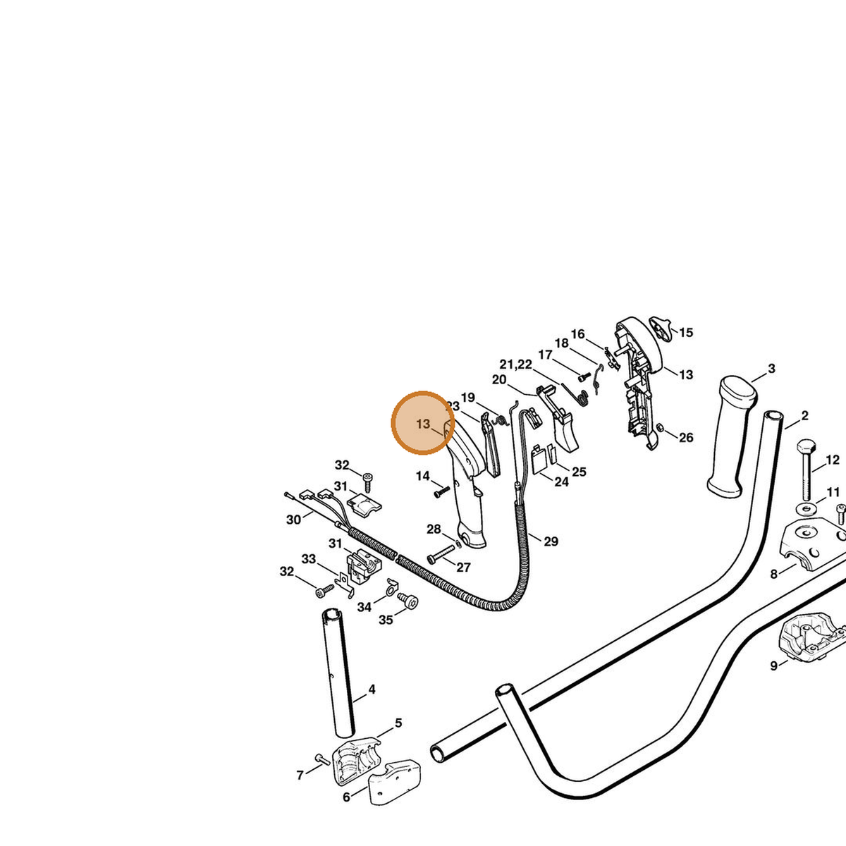 STIHL part 4128-790-0304 — IPL diagram snippet (6x zoom, amber highlight)