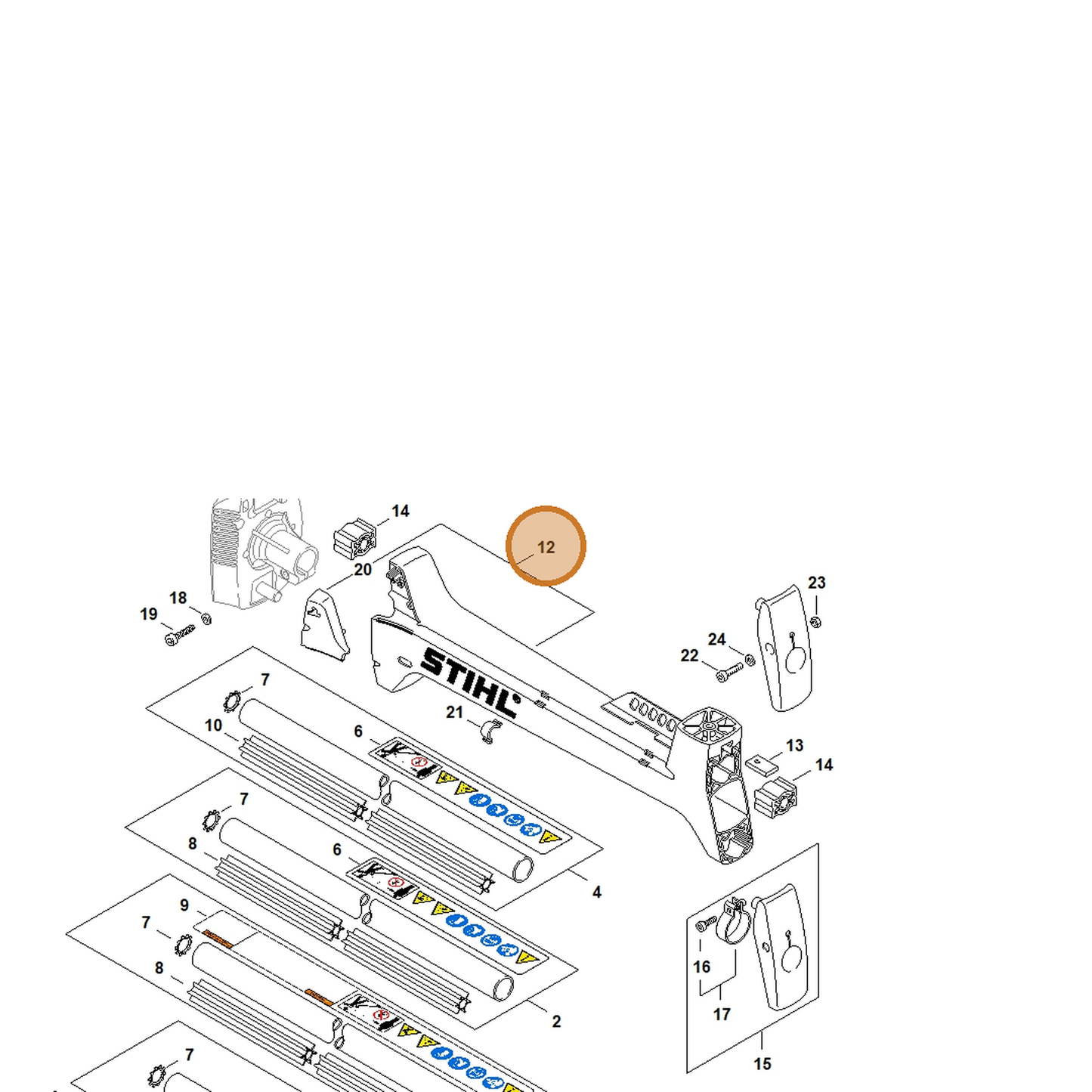 STIHL part 4128-790-0950 — IPL diagram snippet (6x zoom, amber highlight)