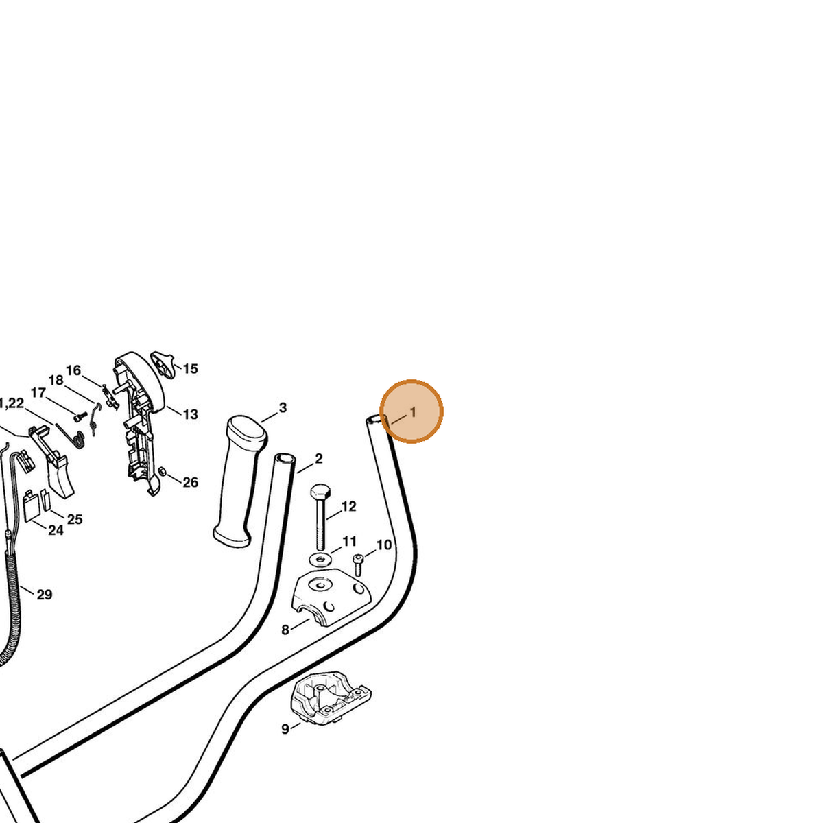 STIHL part 4128-790-1701 — IPL diagram snippet (6x zoom, amber highlight)