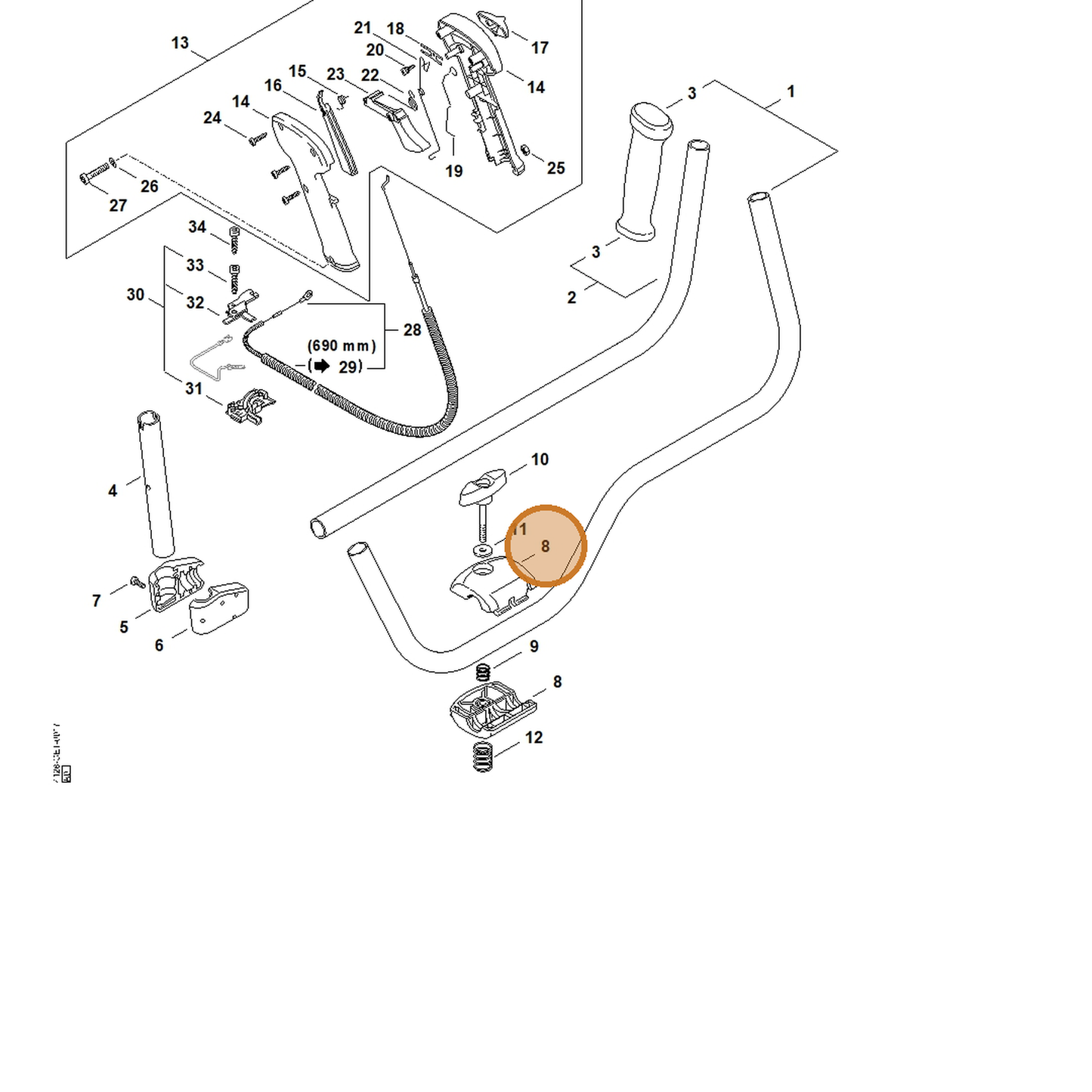 STIHL part 4128-790-4800 — IPL diagram snippet (6x zoom, amber highlight)
