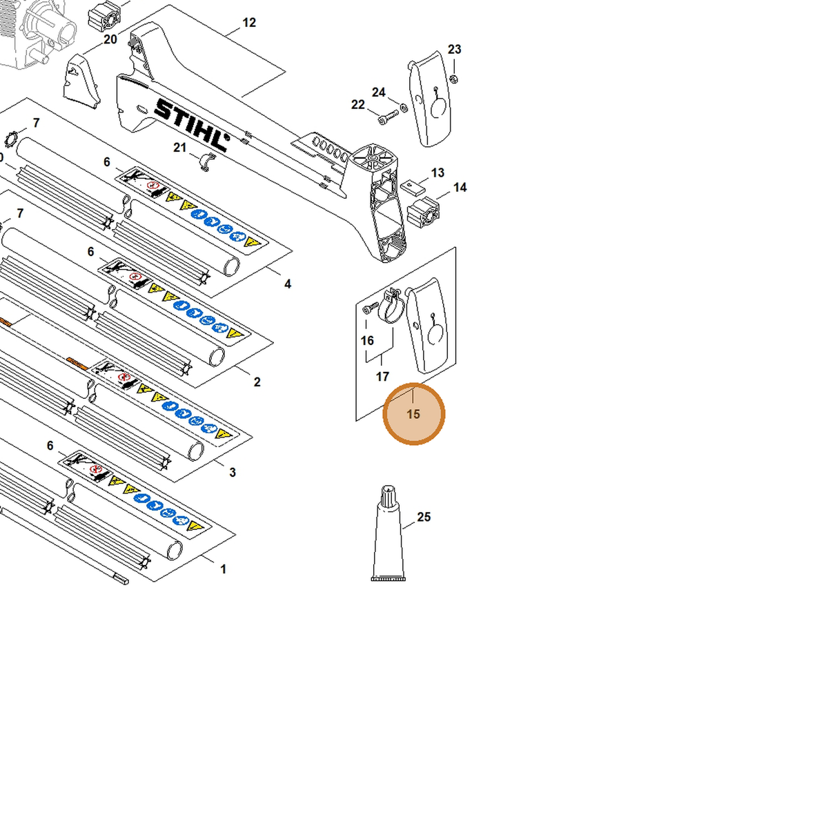 STIHL part 4128-790-7650 — IPL diagram snippet (6x zoom, amber highlight)