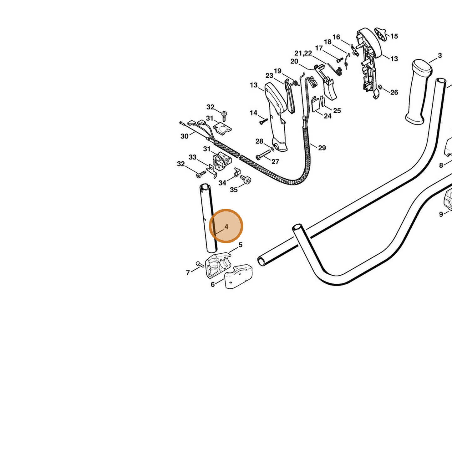 STIHL part 4128-791-2710 — IPL diagram snippet (6x zoom, amber highlight)