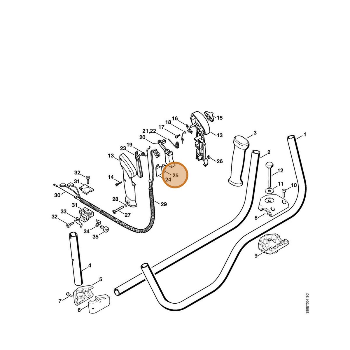 STIHL part 4128-791-3100 — IPL diagram snippet (6x zoom, amber highlight)