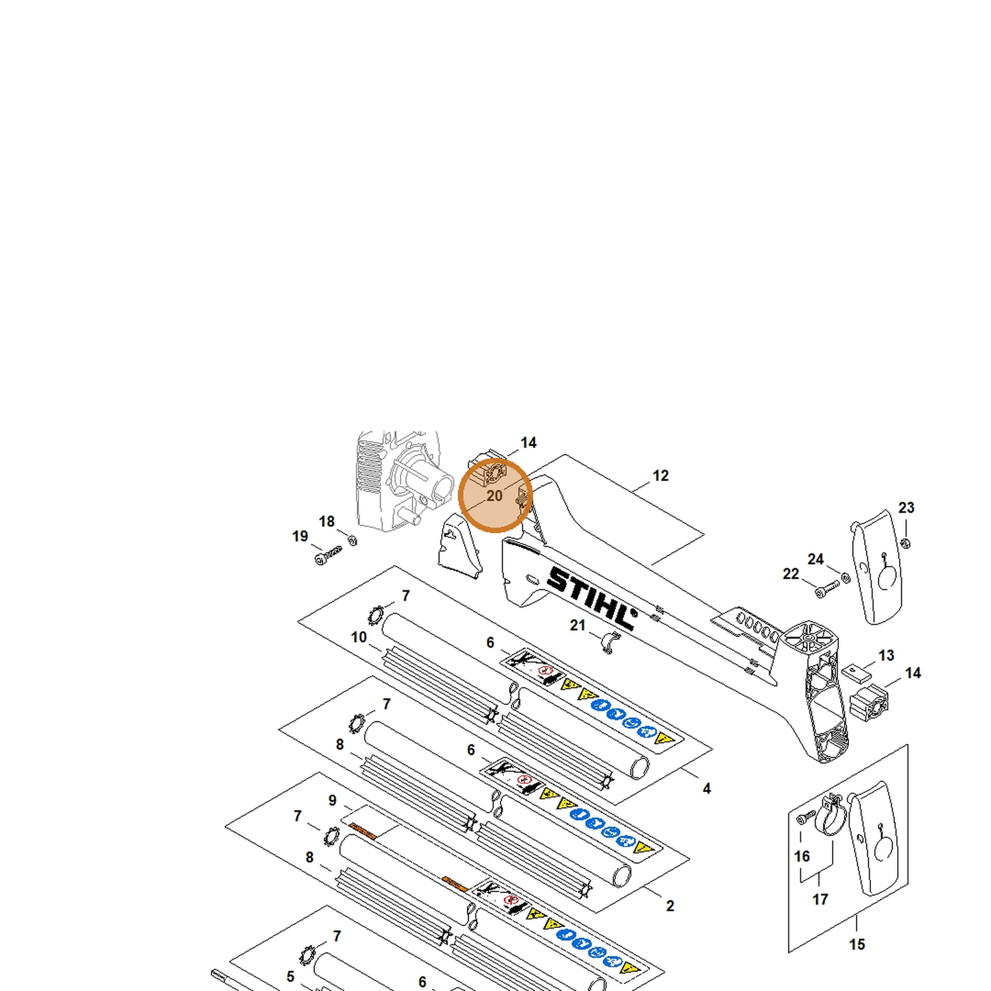 STIHL part 4128-791-7500 — IPL diagram snippet (6x zoom, amber highlight)