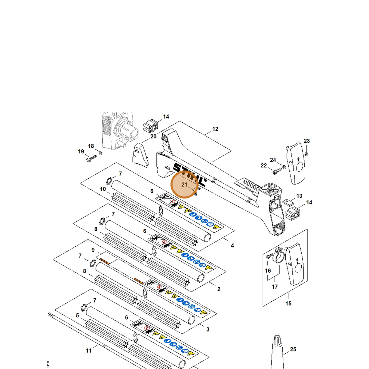 STIHL part 4128-792-2400 — IPL diagram snippet (6x zoom, amber highlight)