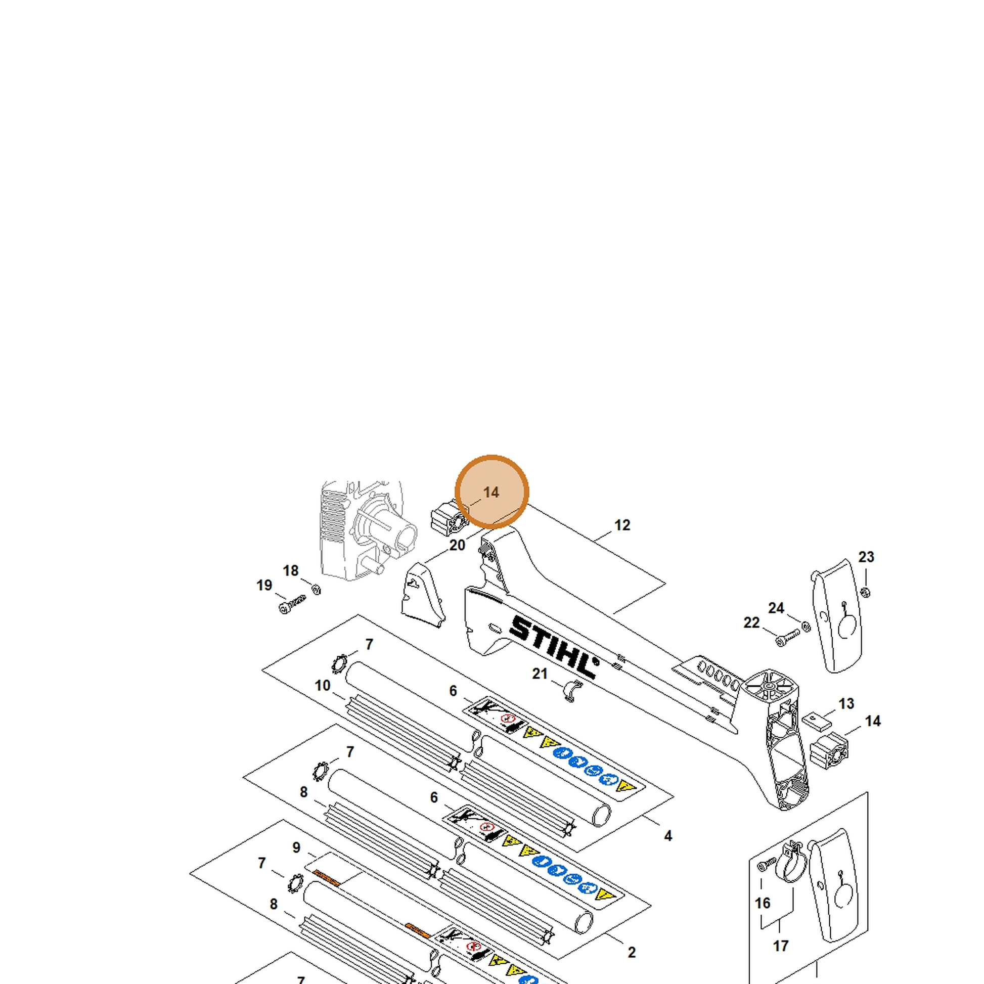 STIHL part 4128-792-9300 — IPL diagram snippet (6x zoom, amber highlight)