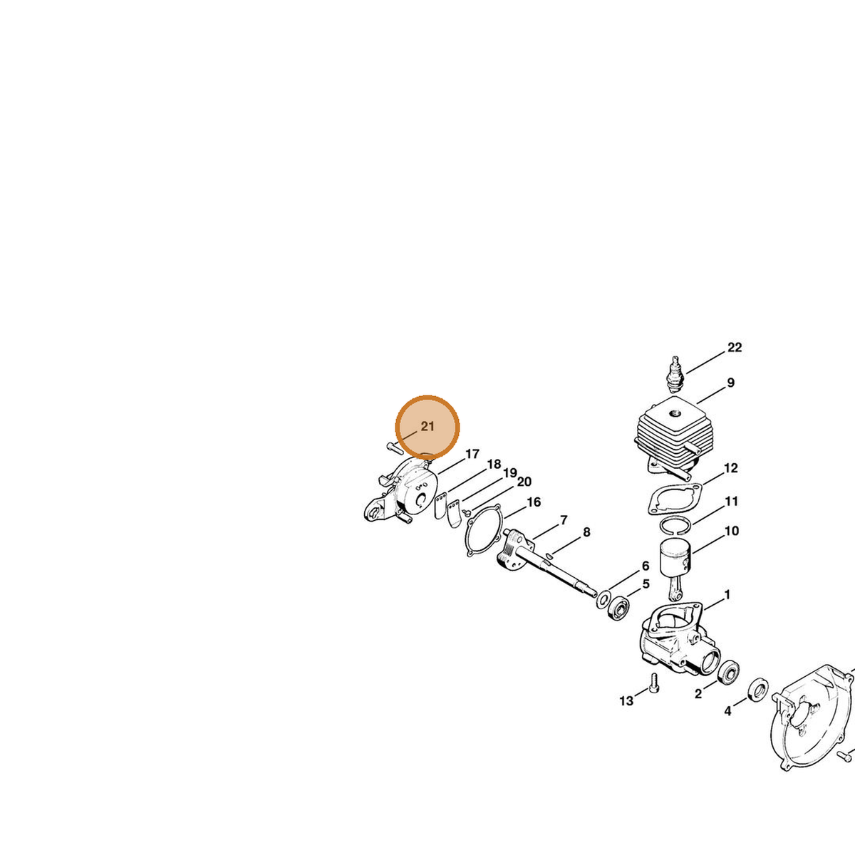 STIHL part 4130-028-0200 — IPL diagram snippet (6x zoom, amber highlight)