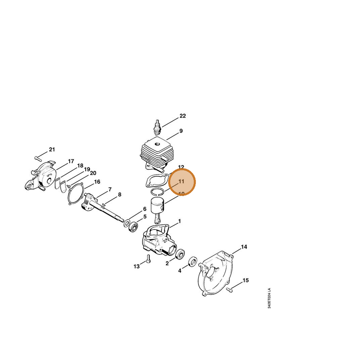 STIHL part 4130-034-3000 — IPL diagram snippet (6x zoom, amber highlight)