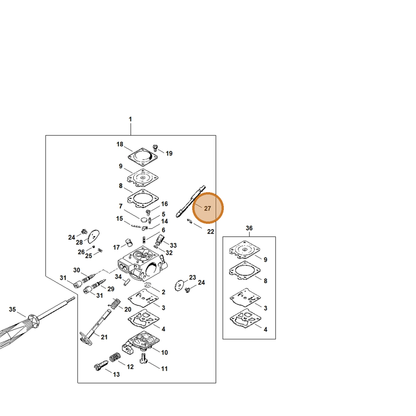 STIHL part 4130-121-3000 — IPL diagram snippet (6x zoom, amber highlight)