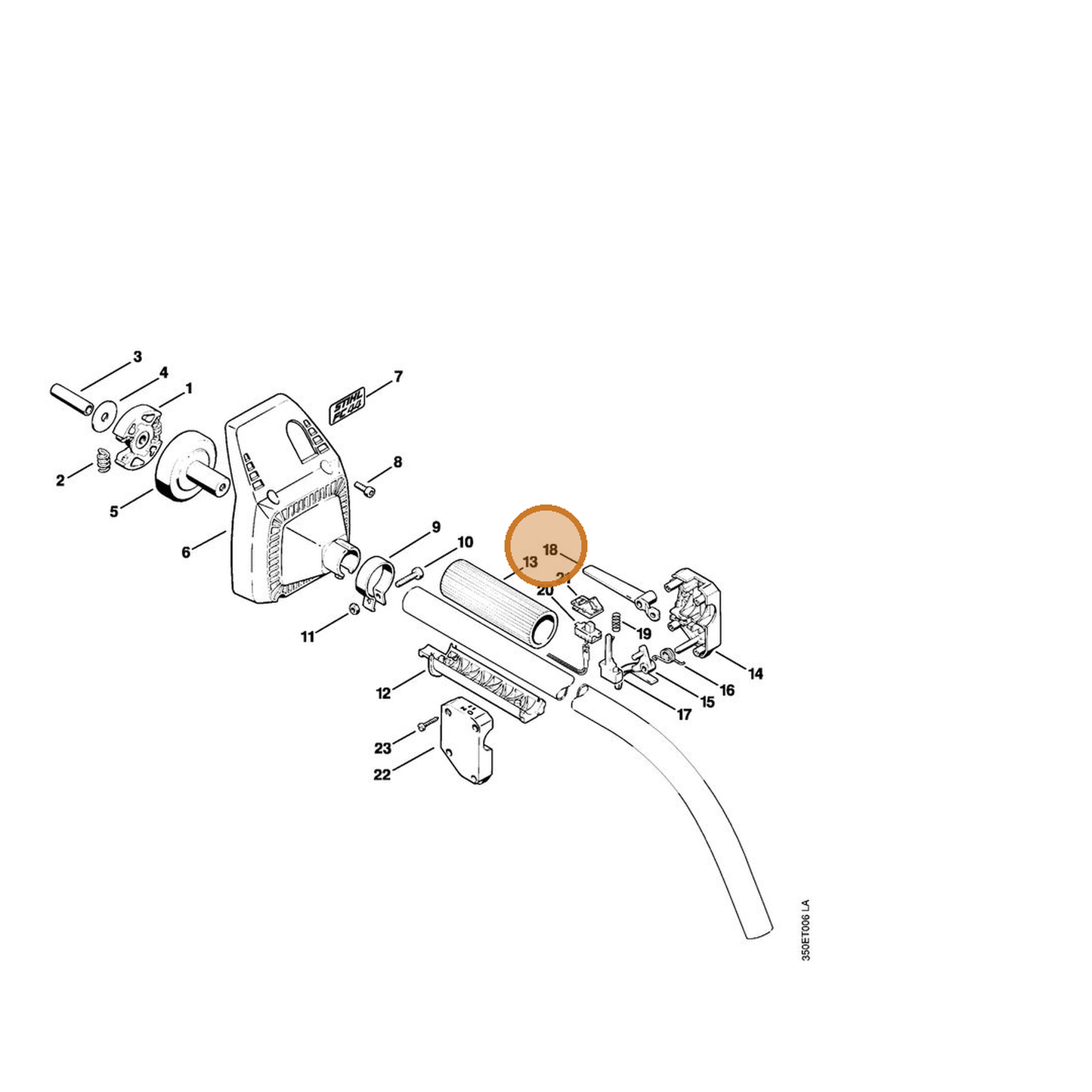STIHL part 4130-182-0800 — IPL diagram snippet (6x zoom, amber highlight)