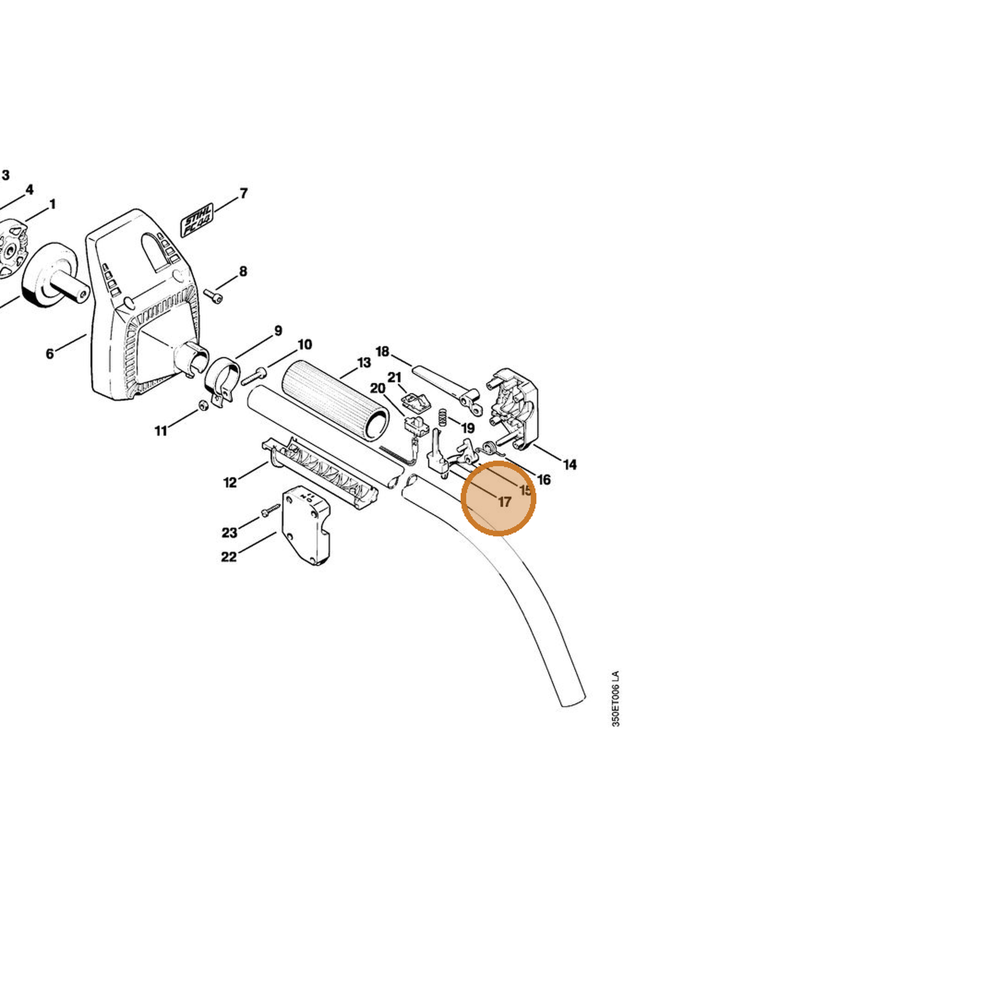 STIHL part 4130-182-0805 — IPL diagram snippet (6x zoom, amber highlight)