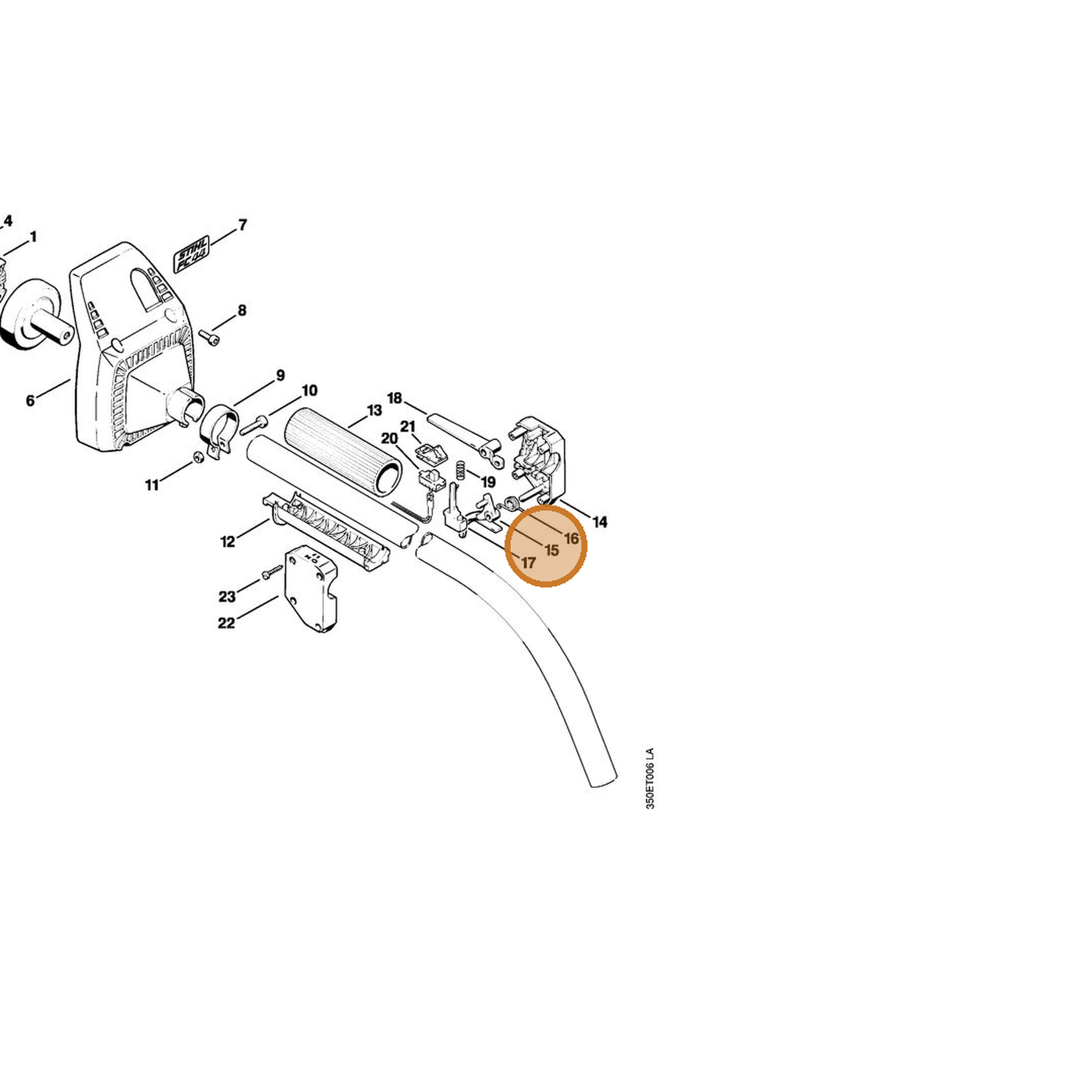 STIHL part 4130-182-1000 — IPL diagram snippet (6x zoom, amber highlight)