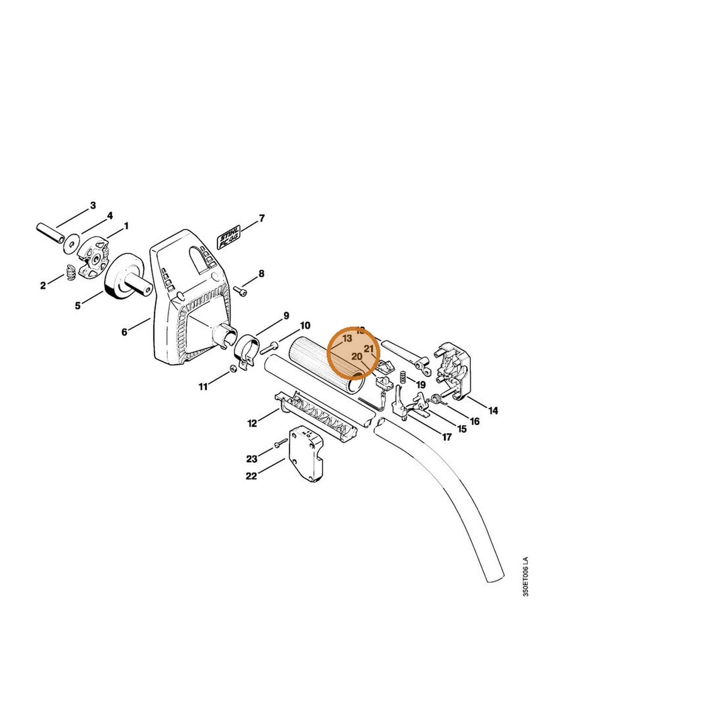STIHL part 4130-430-0200 — IPL diagram snippet (6x zoom, amber highlight)