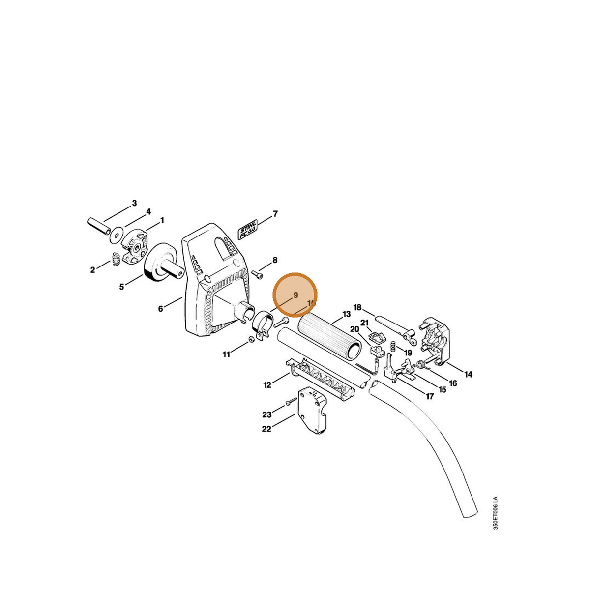STIHL part 4130-710-6701 — IPL diagram snippet (6x zoom, amber highlight)