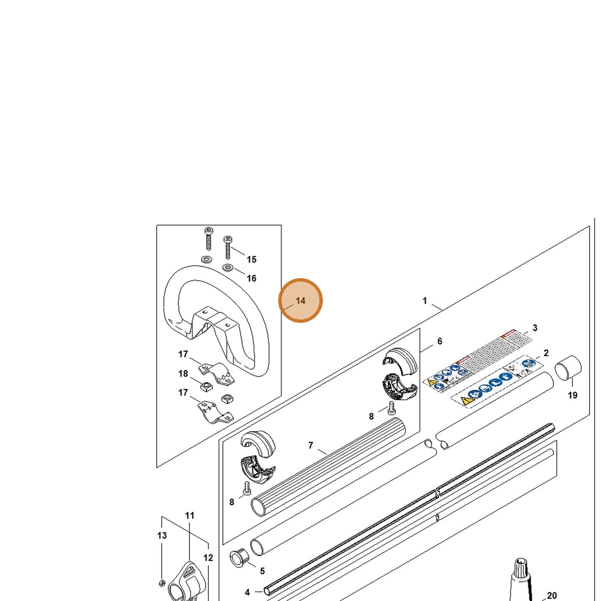 STIHL part 4130-790-1316 — IPL diagram snippet (6x zoom, amber highlight)