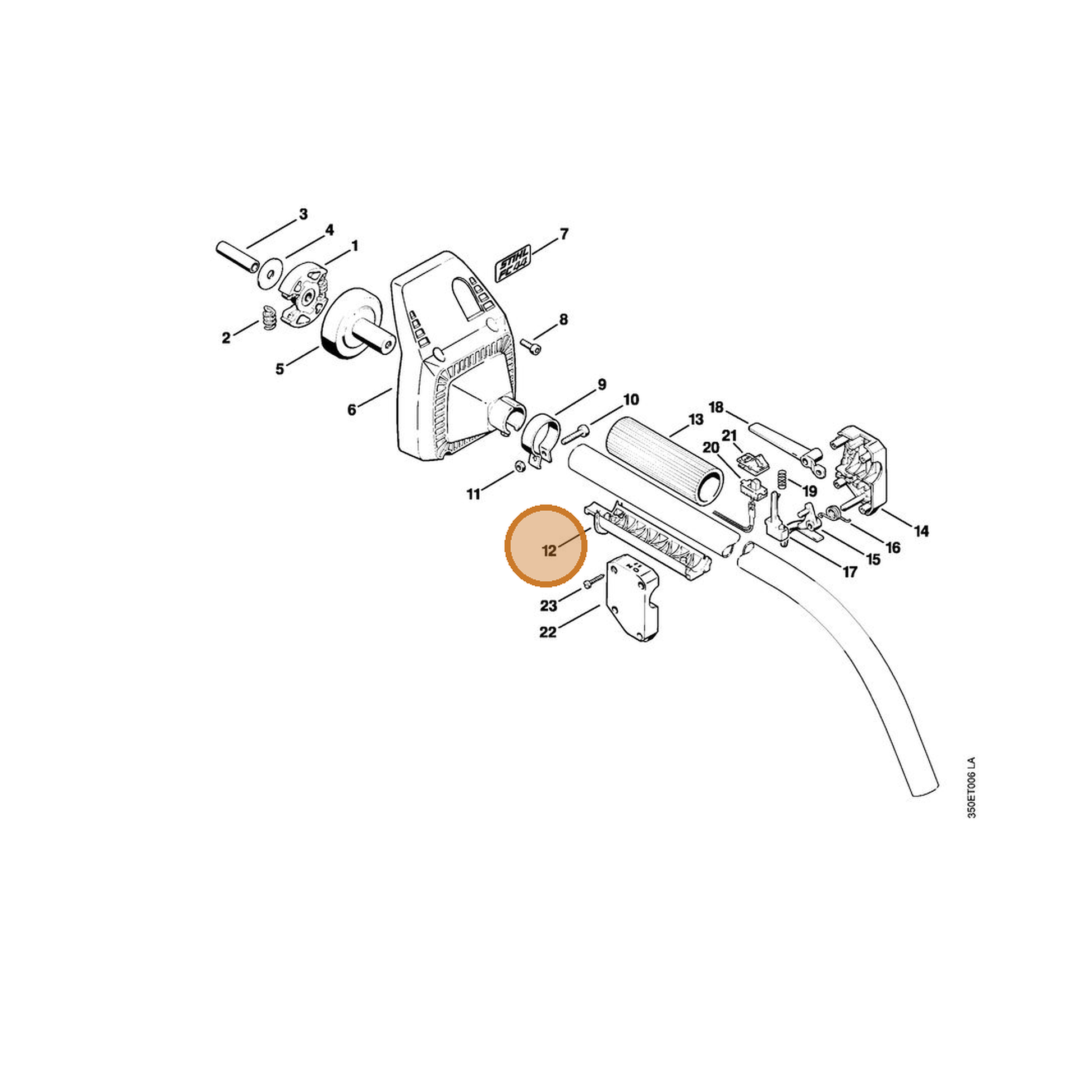 STIHL part 4130-791-7600 — IPL diagram snippet (6x zoom, amber highlight)