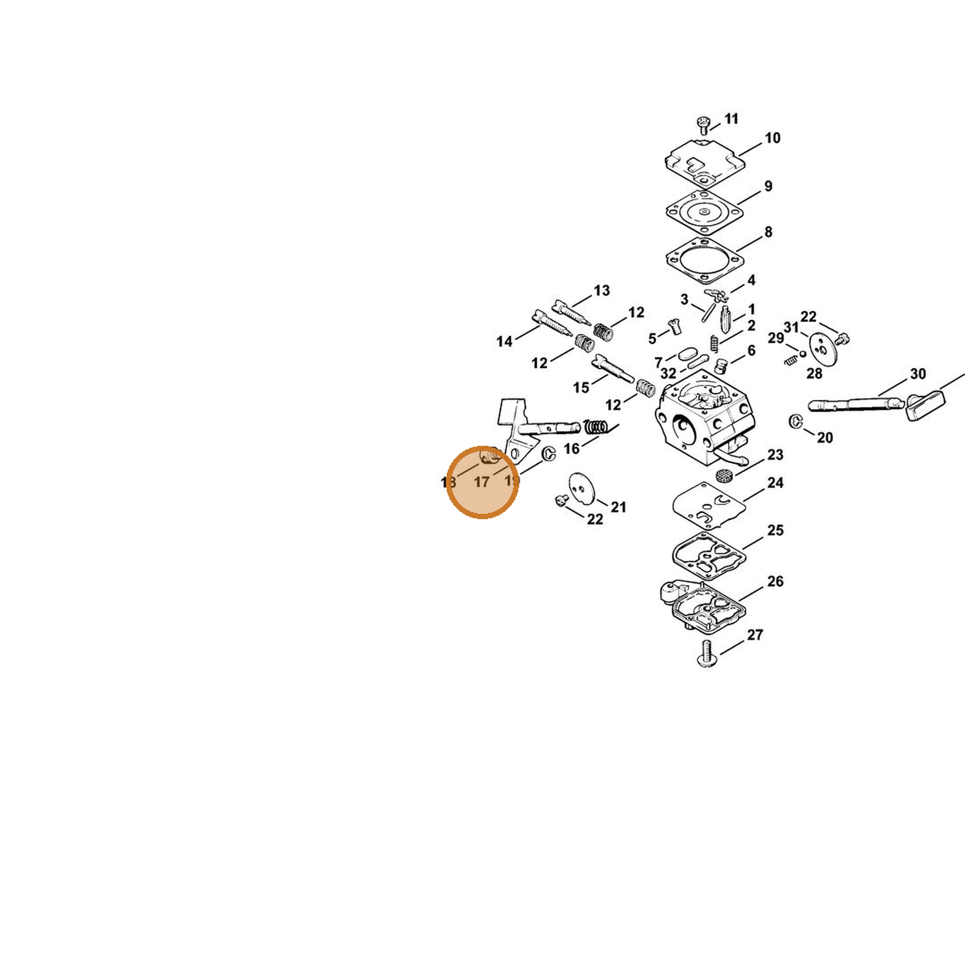 STIHL part 4132-120-7101 — IPL diagram snippet (6x zoom, amber highlight)