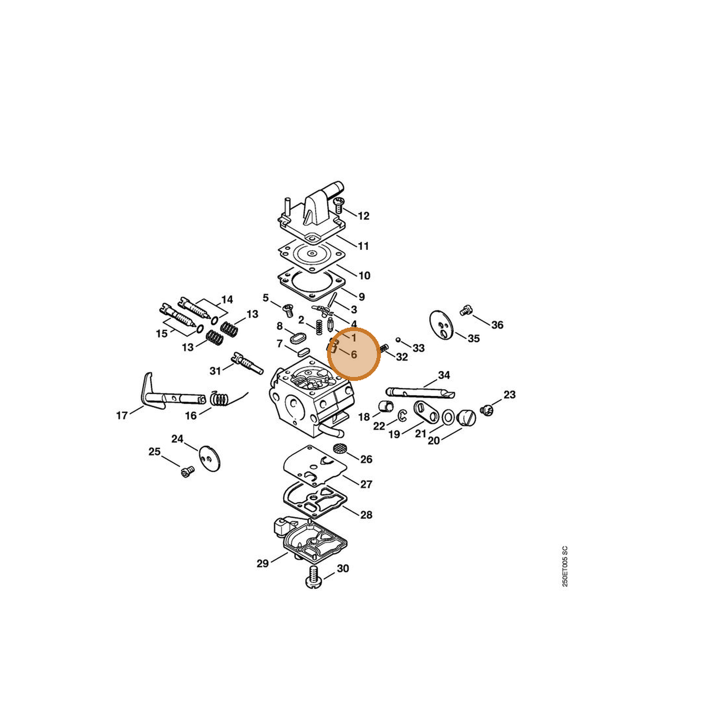 STIHL part 4132-121-5400 — IPL diagram snippet (6x zoom, amber highlight)