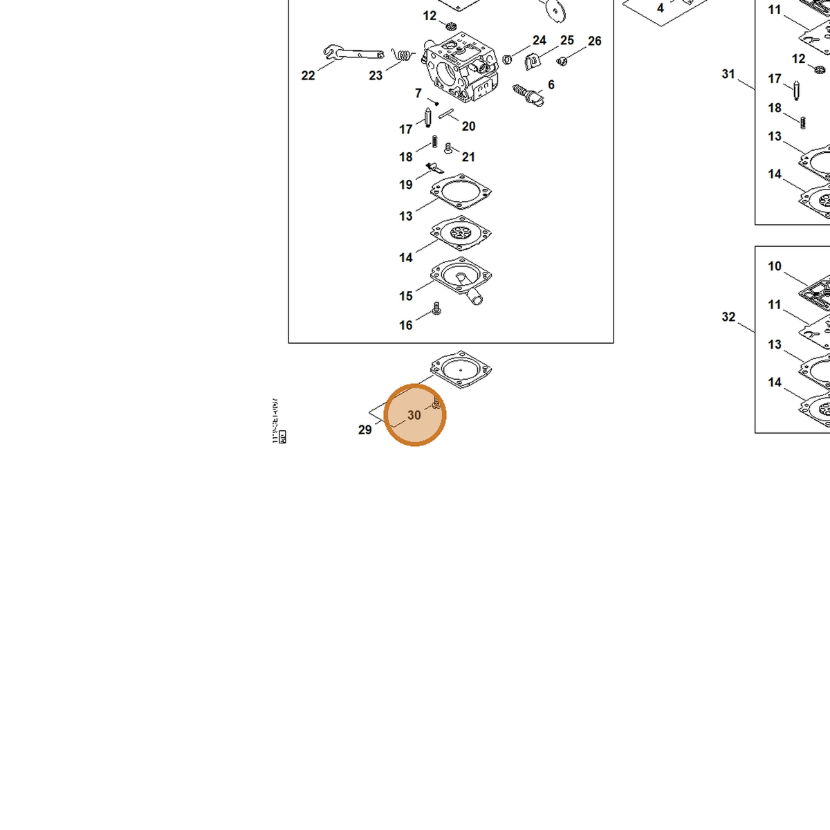 STIHL part 4132-122-6600 — IPL diagram snippet (6x zoom, amber highlight)