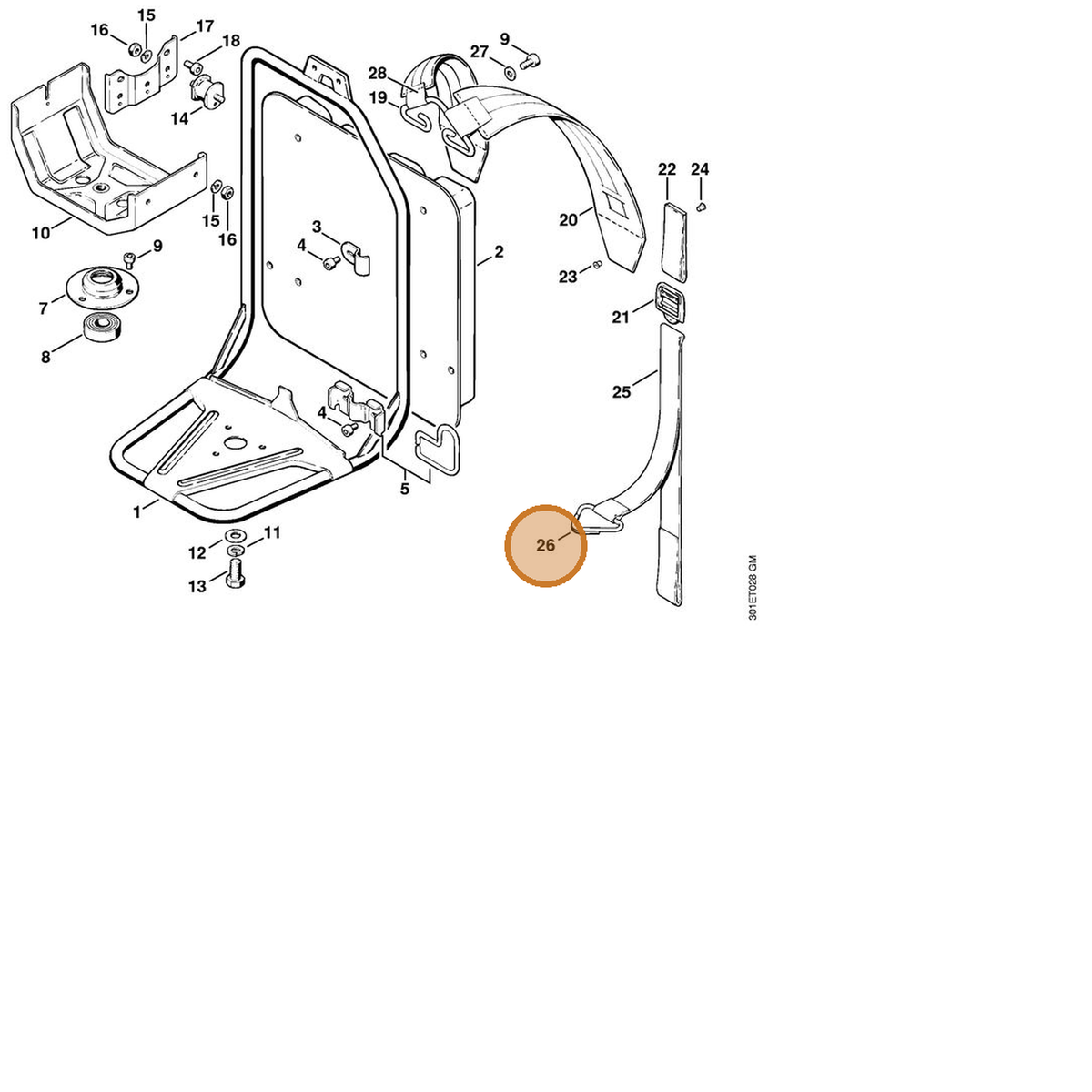 STIHL part 4132-718-7800 — IPL diagram snippet (6x zoom, amber highlight)