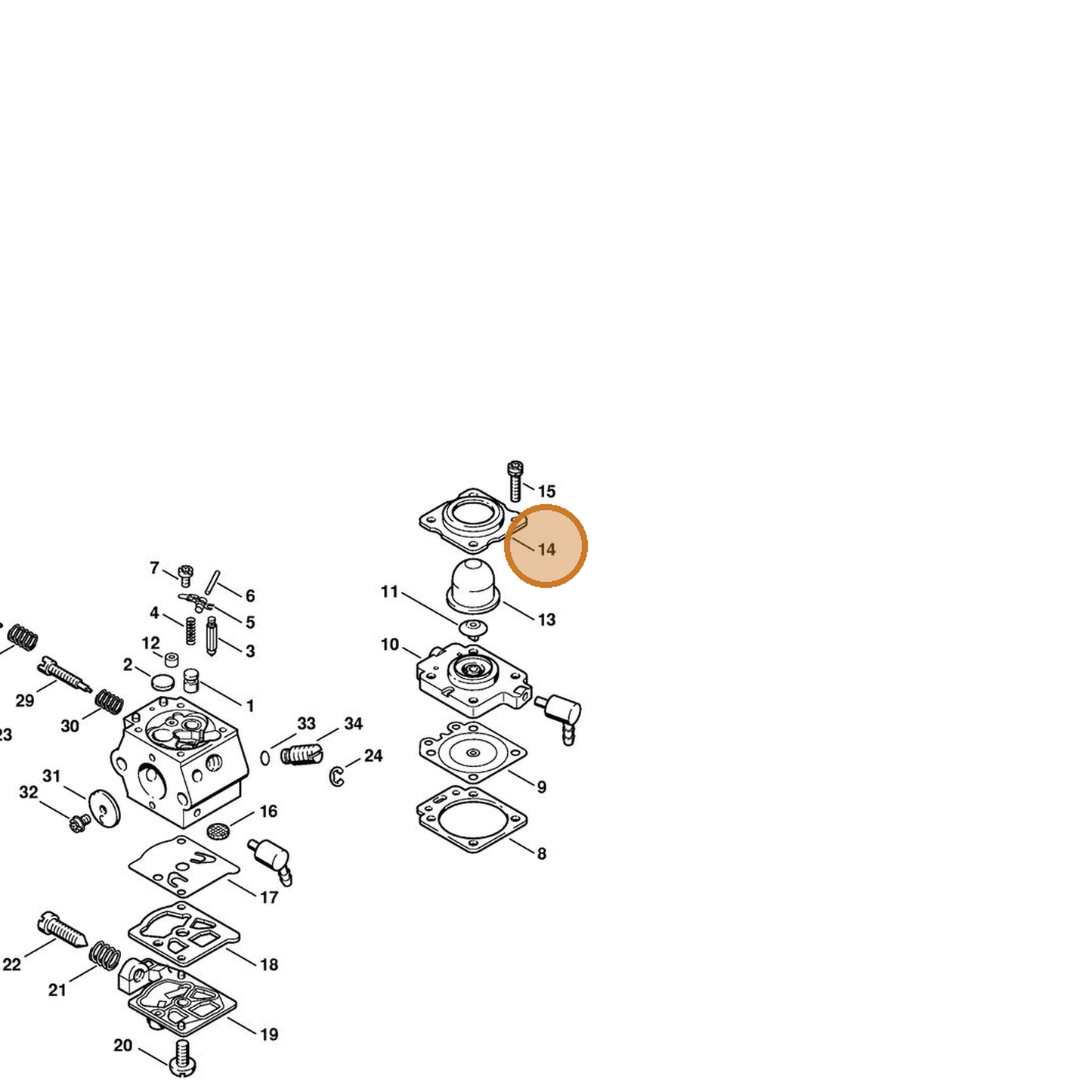 STIHL part 4133-121-0800 — IPL diagram snippet (6x zoom, amber highlight)