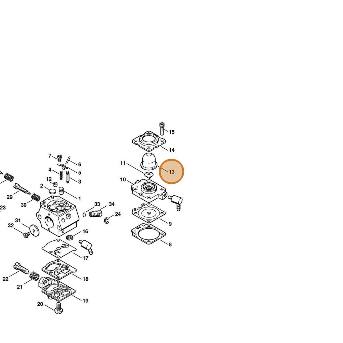 STIHL part 4133-121-2700 — IPL diagram snippet (6x zoom, amber highlight)