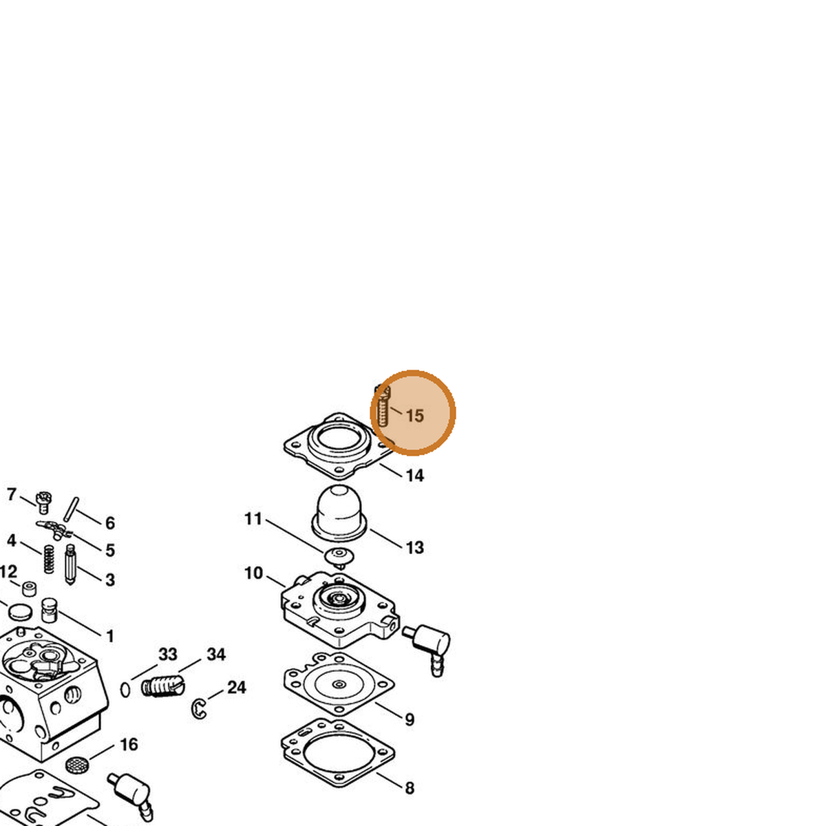 STIHL part 4133-122-7400 — IPL diagram snippet (6x zoom, amber highlight)