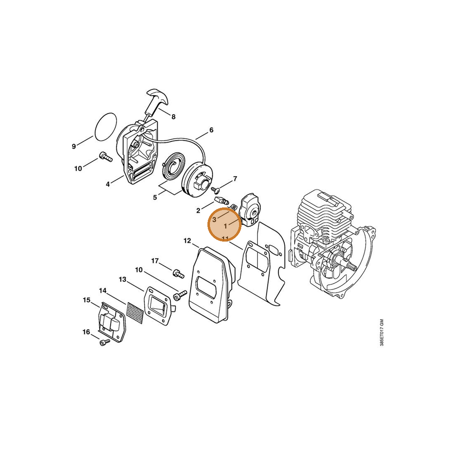 STIHL part 4133-190-2002 — IPL diagram snippet (6x zoom, amber highlight)