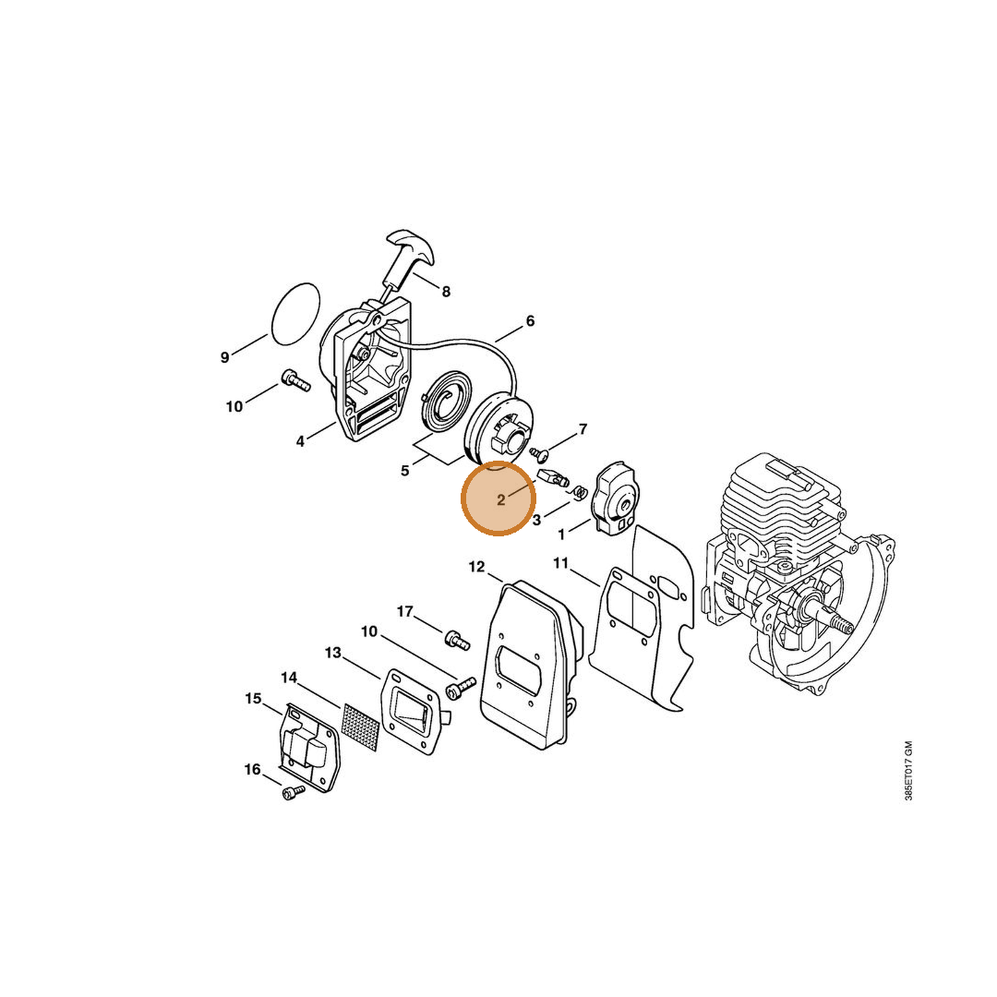 STIHL part 4133-195-7201 — IPL diagram snippet (6x zoom, amber highlight)