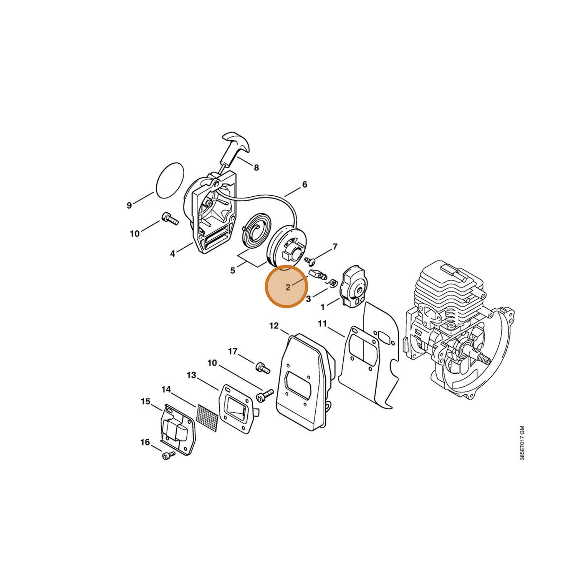 STIHL part 4133-195-7201 — IPL diagram snippet (6x zoom, amber highlight)