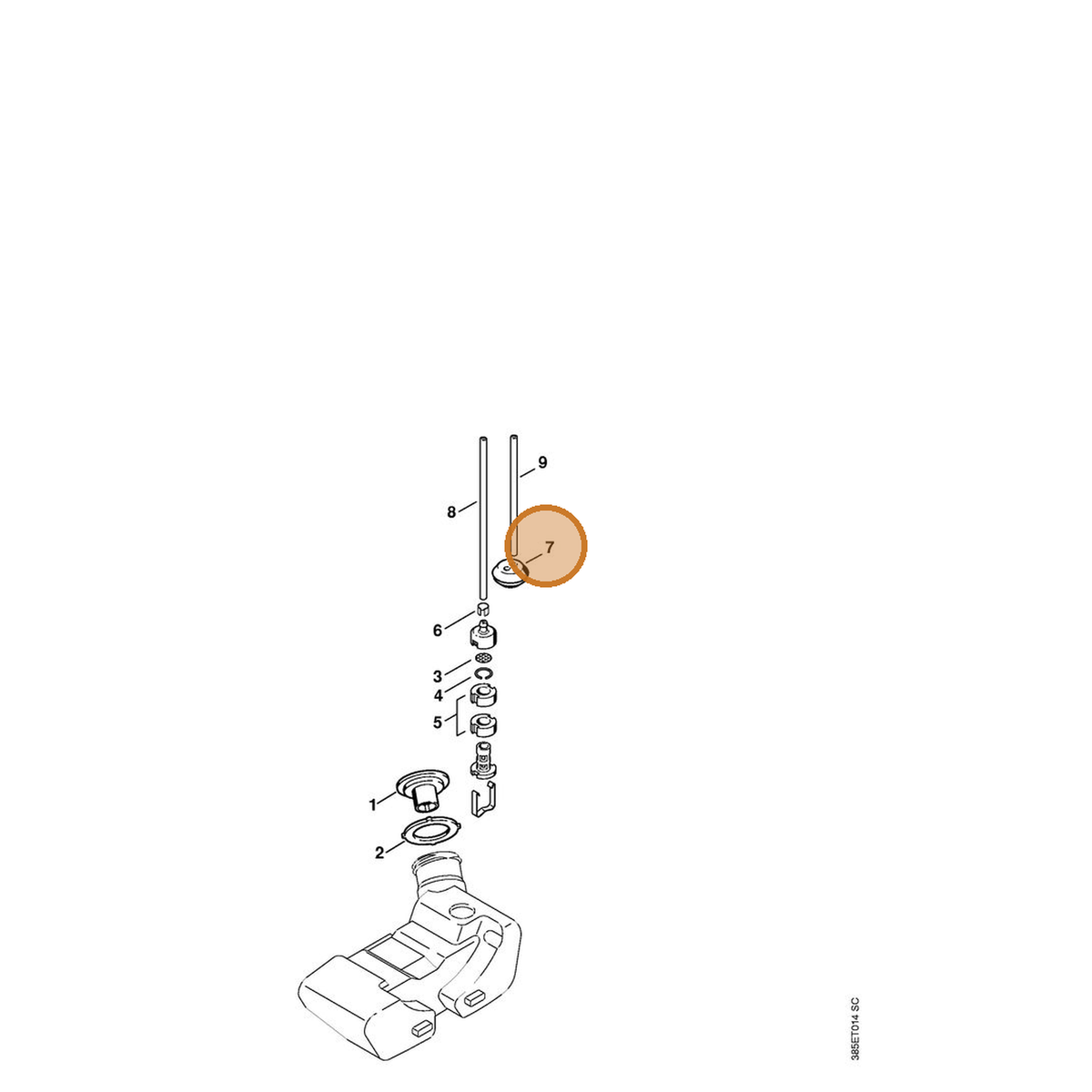 STIHL part 4133-353-9201 — IPL diagram snippet (6x zoom, amber highlight)