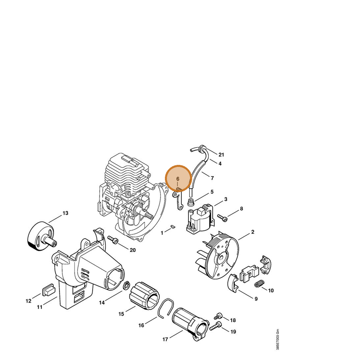 STIHL part 4133-405-8001 — IPL diagram snippet (6x zoom, amber highlight)