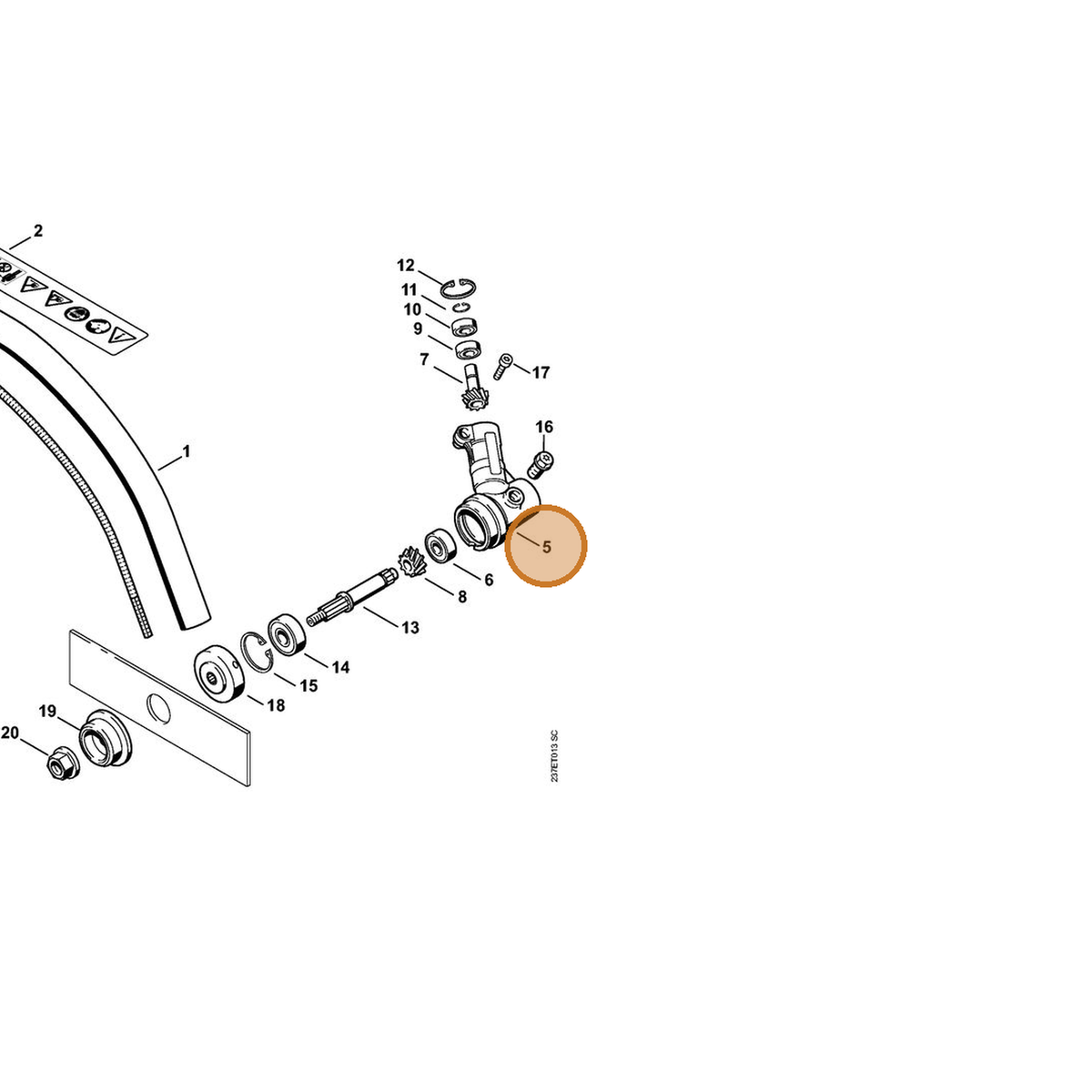 STIHL part 4133-640-0107 — IPL diagram snippet (6x zoom, amber highlight)