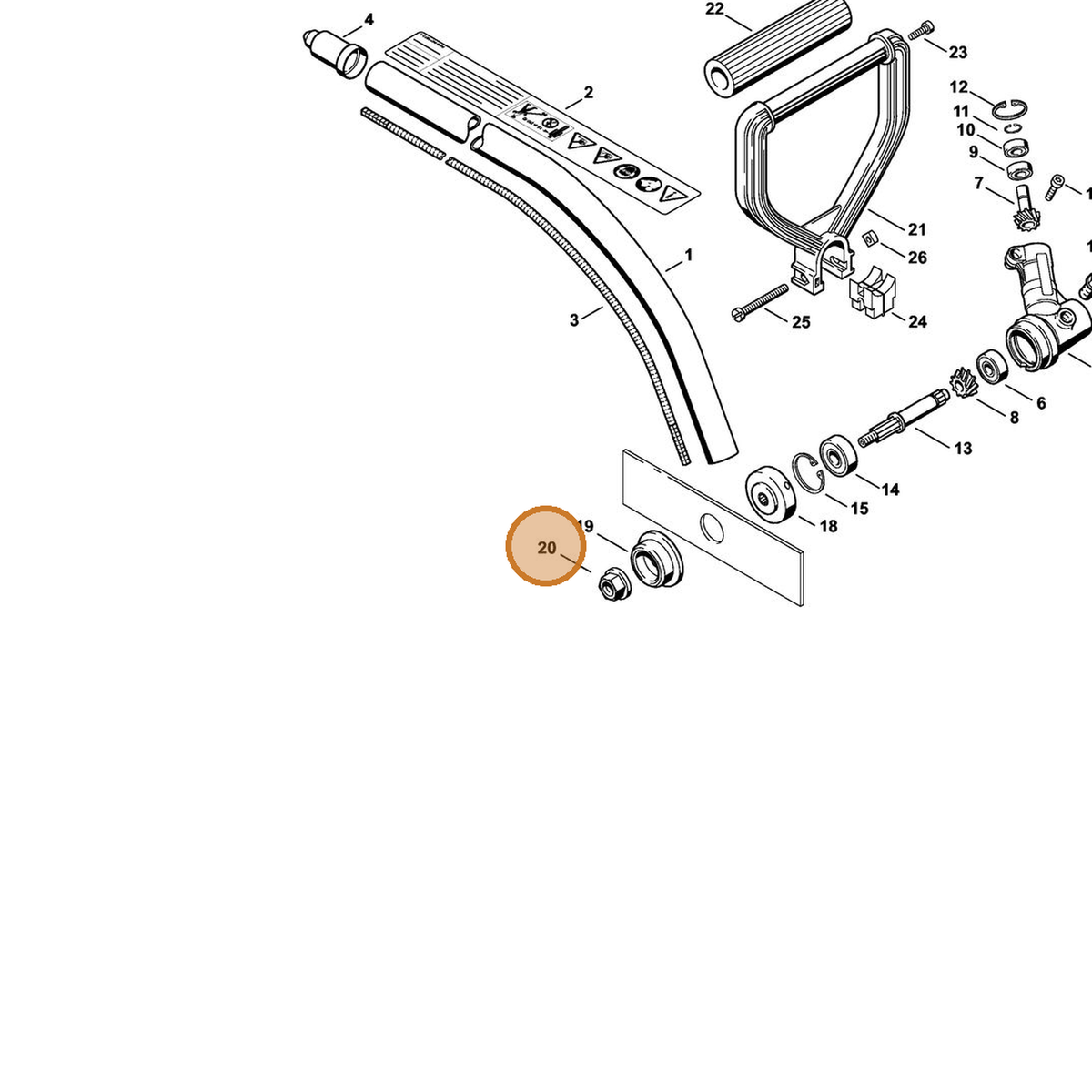 STIHL part 4133-642-7601 — IPL diagram snippet (6x zoom, amber highlight)