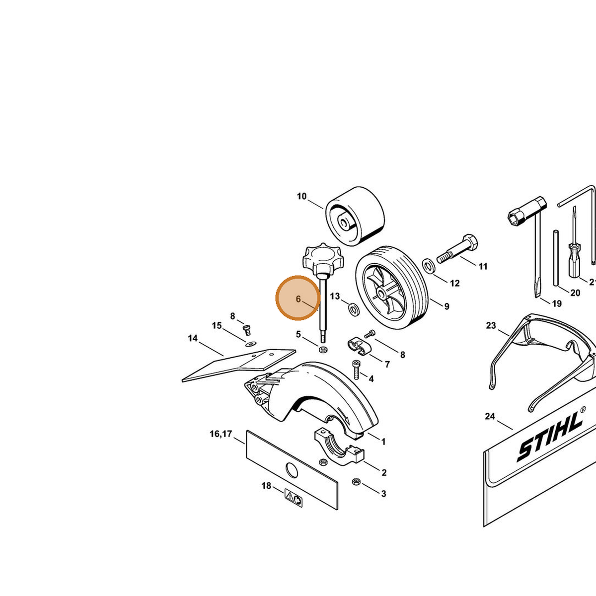 STIHL part 4133-710-9500 — IPL diagram snippet (6x zoom, amber highlight)