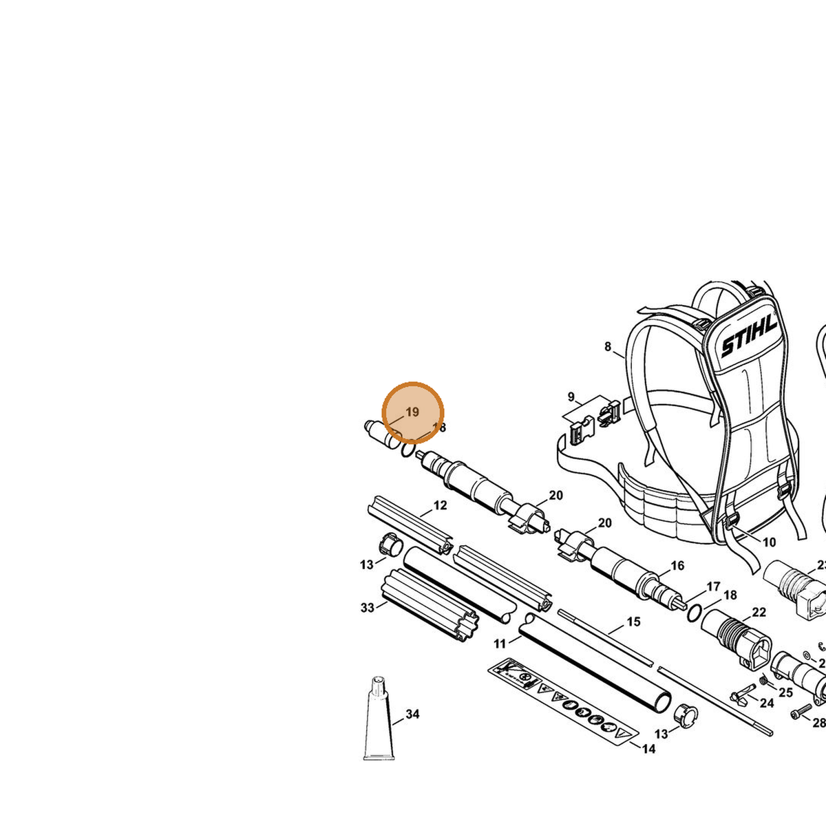 STIHL part 4133-717-2000 — IPL diagram snippet (6x zoom, amber highlight)