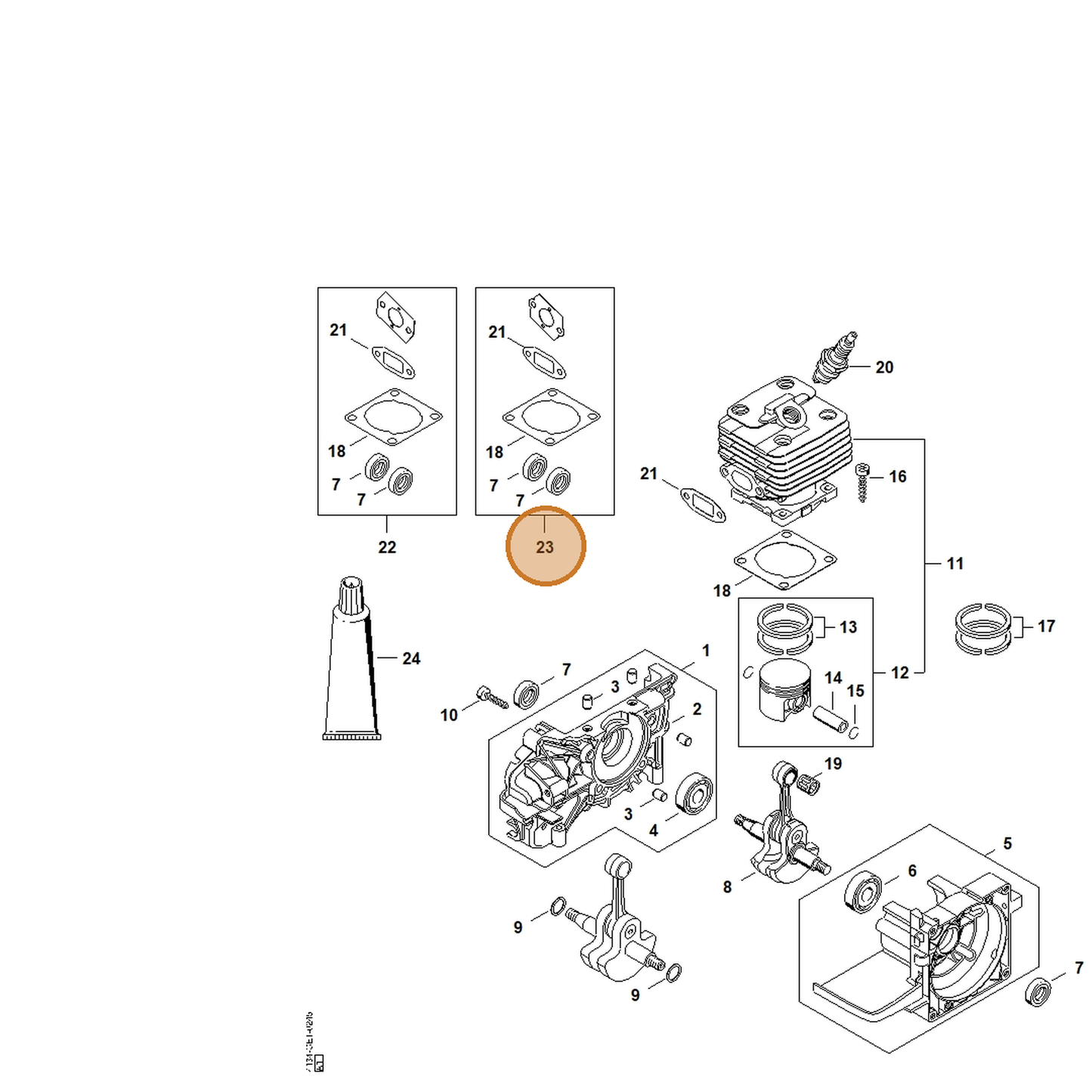 STIHL part 4134-007-1050 — IPL diagram snippet (6x zoom, amber highlight)